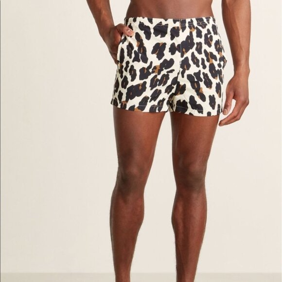 BNWT Solid and Striped Leopard Print Swim Trunks Lined Sz Large - Picture 3 of 4